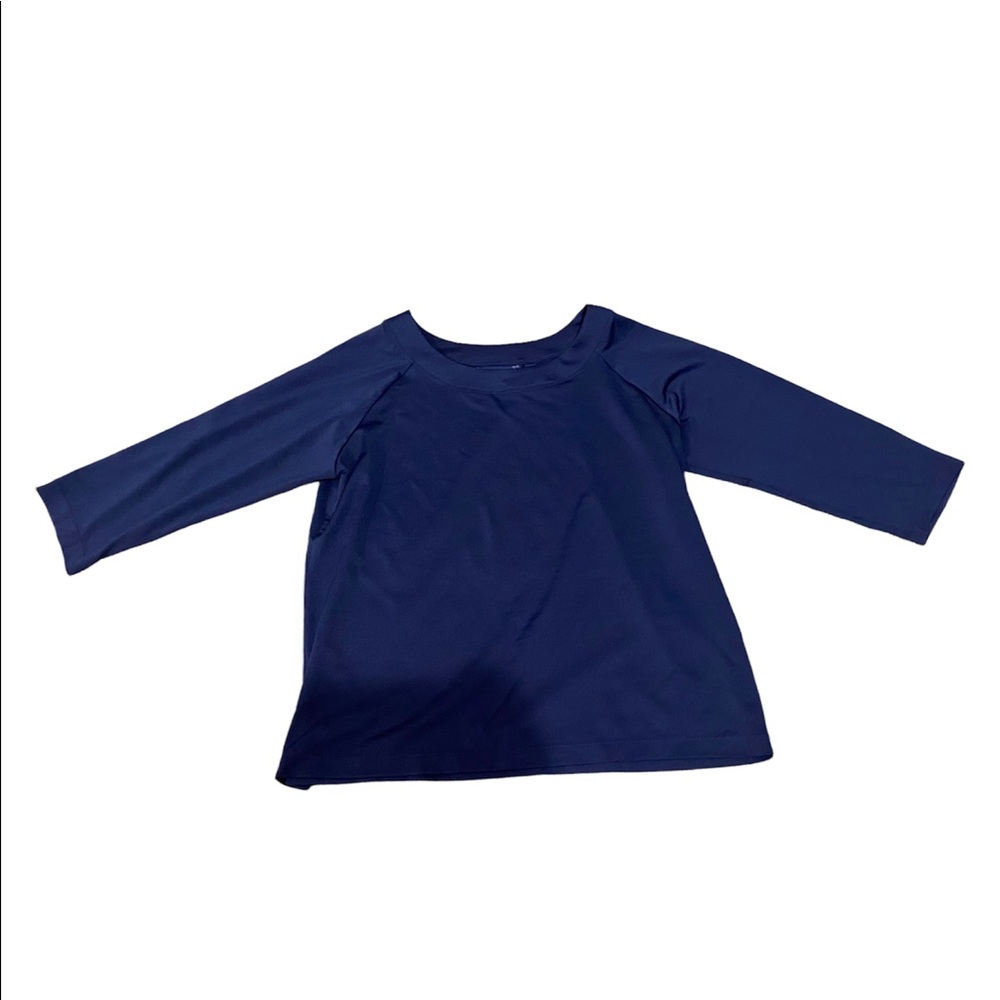 Susan Graver navy blue 3/4 length sleeve top